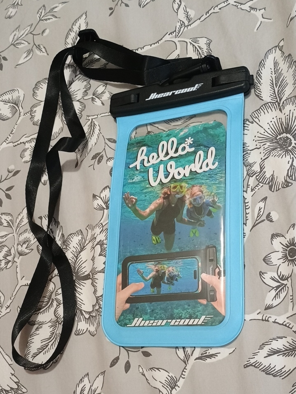 Waterproof Phone Case Pouch in Blue with Neck Strap